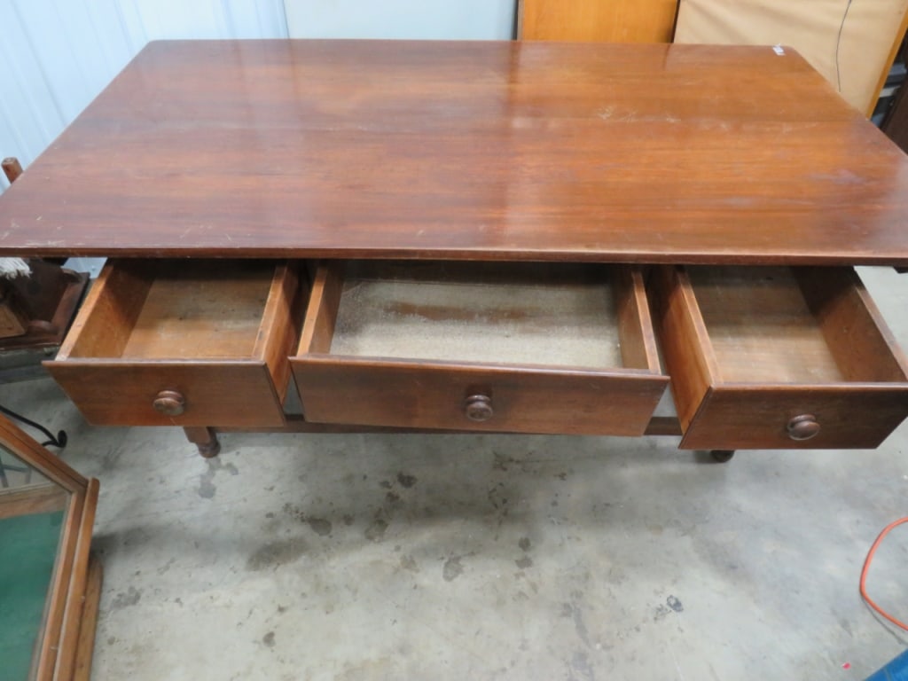 Early Primitive Stretcher-base Farm Table - 3