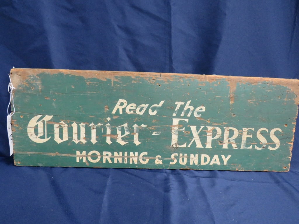 Courier Express Morning & Sunday Wood Sign: SS 12 x 34
