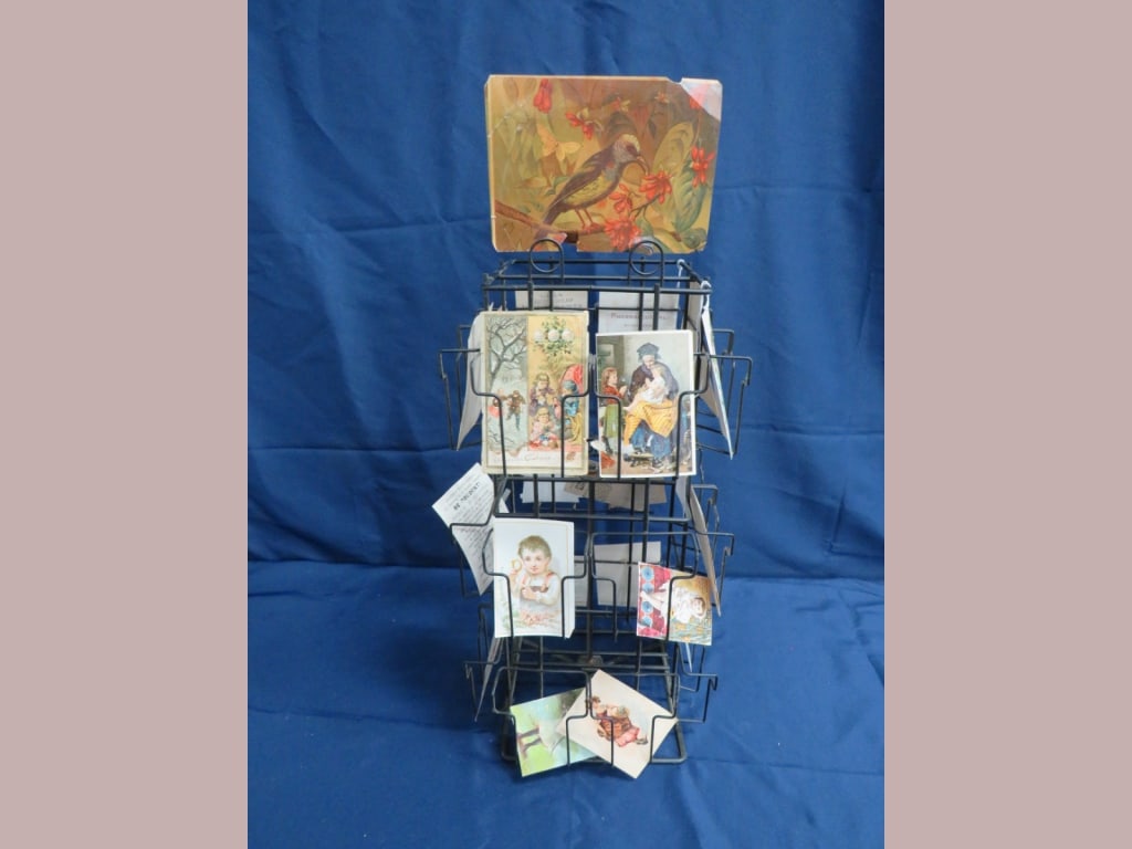 Country Store Revolving Postcard Display: w/ some cards 21 x 11
