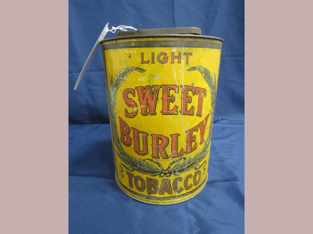 Sweet Burley Tobacco Tin: Good color/graphics 11 x 9