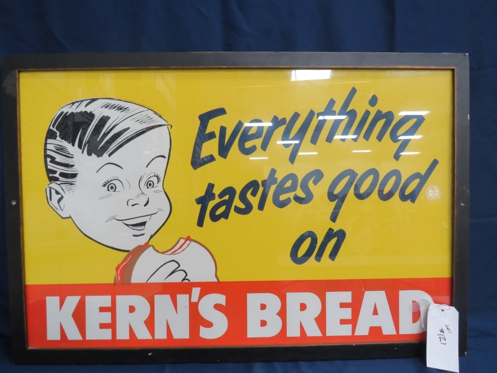 Framed Kern's Bread Sign: Paper 24 x 36 wood frame