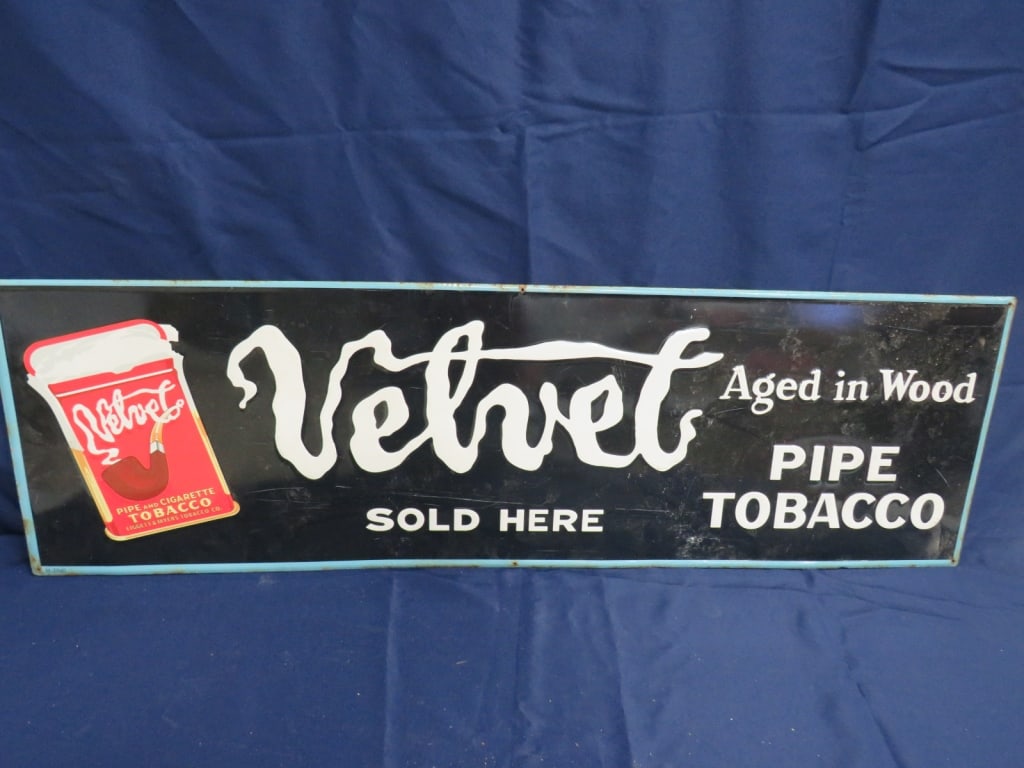 SS Velvet Pipe Tobacco Sign: Metal M-2040 15 x 48
