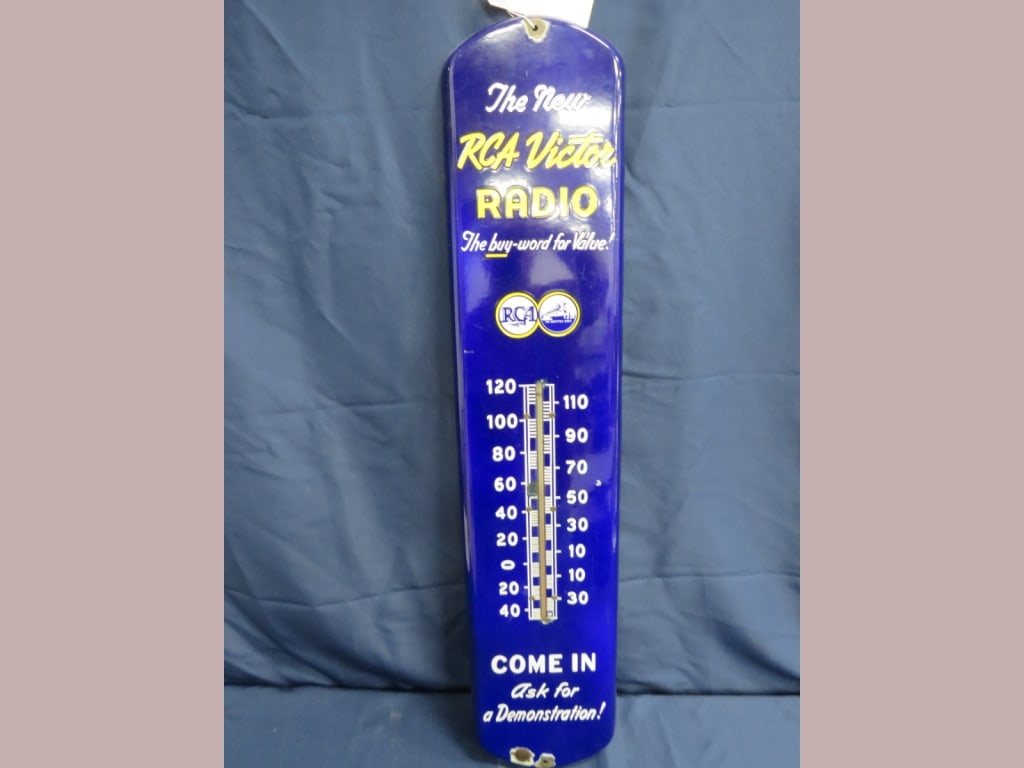 RARE Porcelain RCA Victor Radio Thermometer: all original 39 x 8