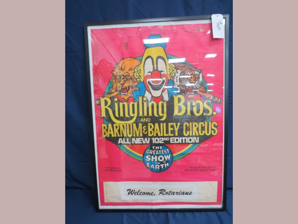 Ringling Bros Barnum & Bailey Circus Poster: Welcome Rotarians 41 x 29 Framed