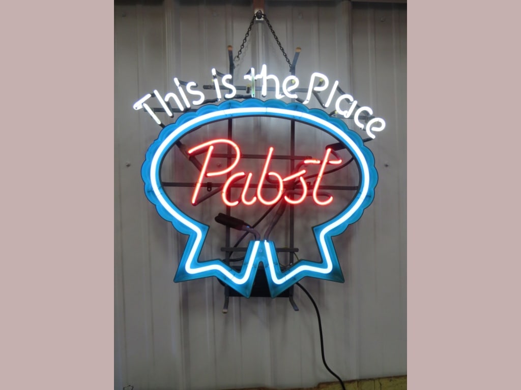 Neon Pabst Bar Sign: 24 x 24 Contemporary
