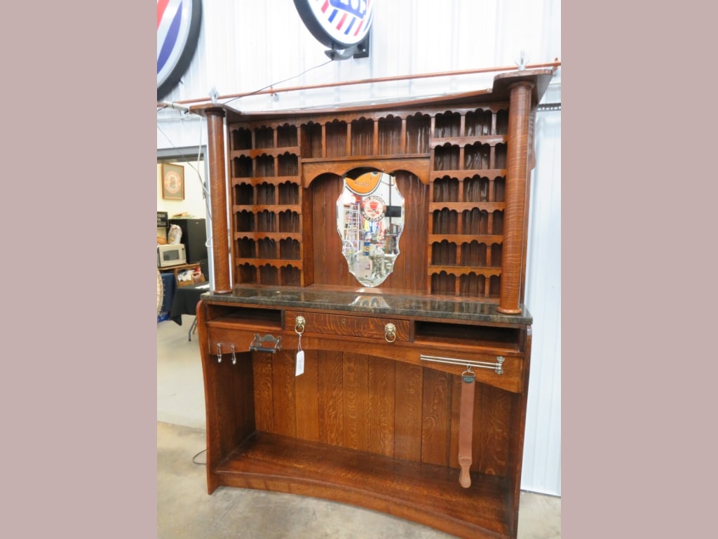 Quarter-sawn Oak Barber Cab w/ Marble Top and Mirror (1 of 9)