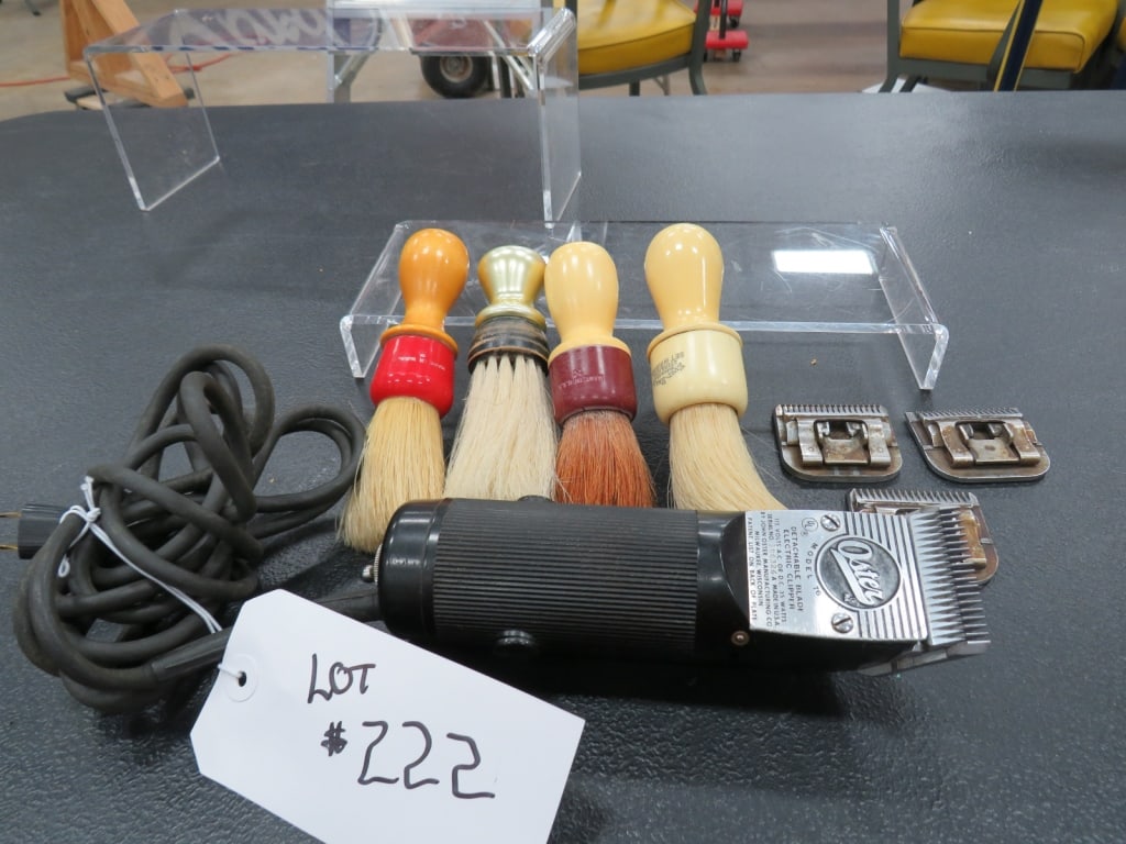 Oster Model 76 Clippers: w/ 3 add'l heads/4-Shaving Brushes