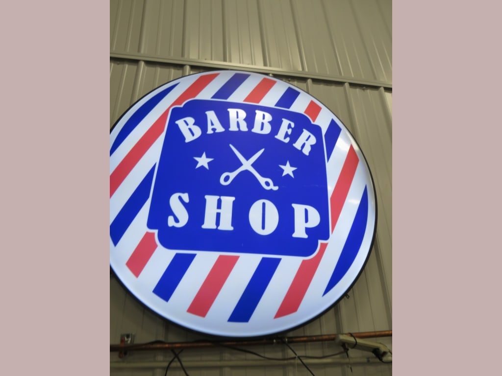 48" LED Canned Barber Shop Sign: Crated dimensions 52 x 6