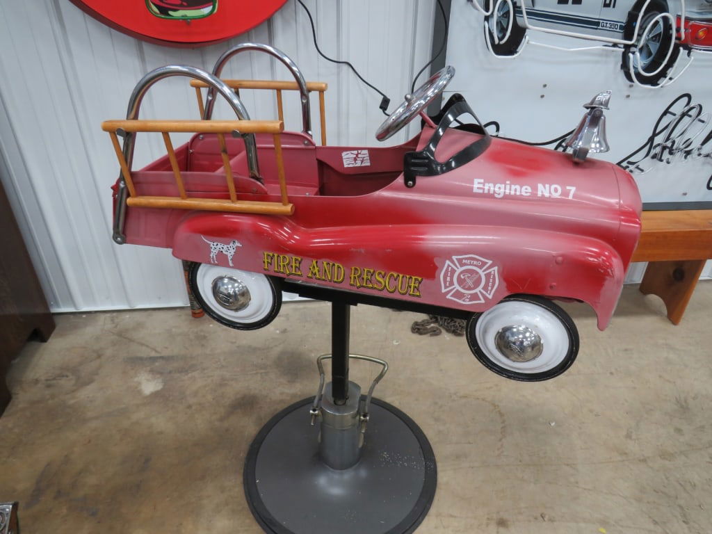 Child's Fire Engine Barber Chair: 47 x 43 x 24