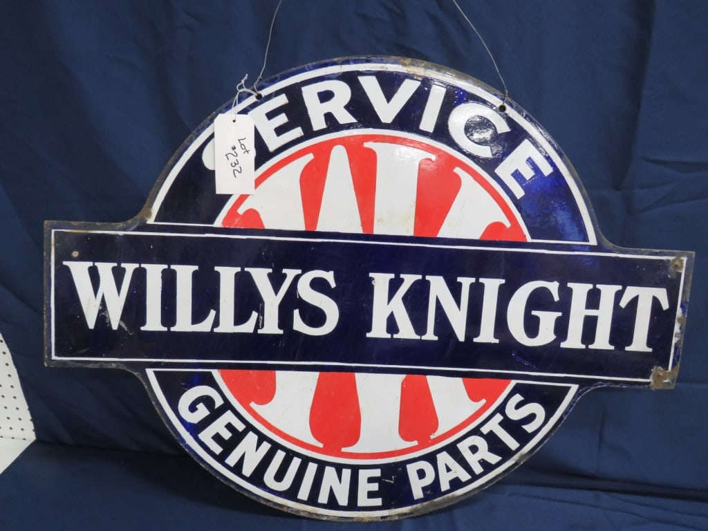 DS Porcelain Willys Knight Service: Normal age wear Nelke Sign Co NY 30 x 40