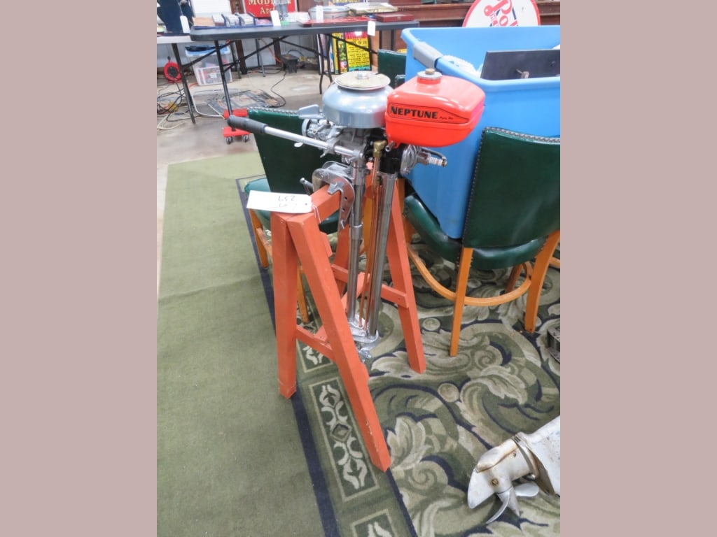 Neptune Boat Motor on Stand: Fully restored Model #WC1 Muncie, IN 36 x 6