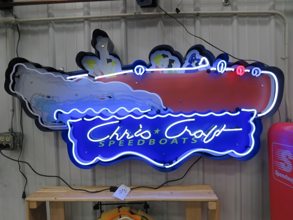 Canned Neon Chris Craft Tri-color Animated Sign: 30 x 60 x 6