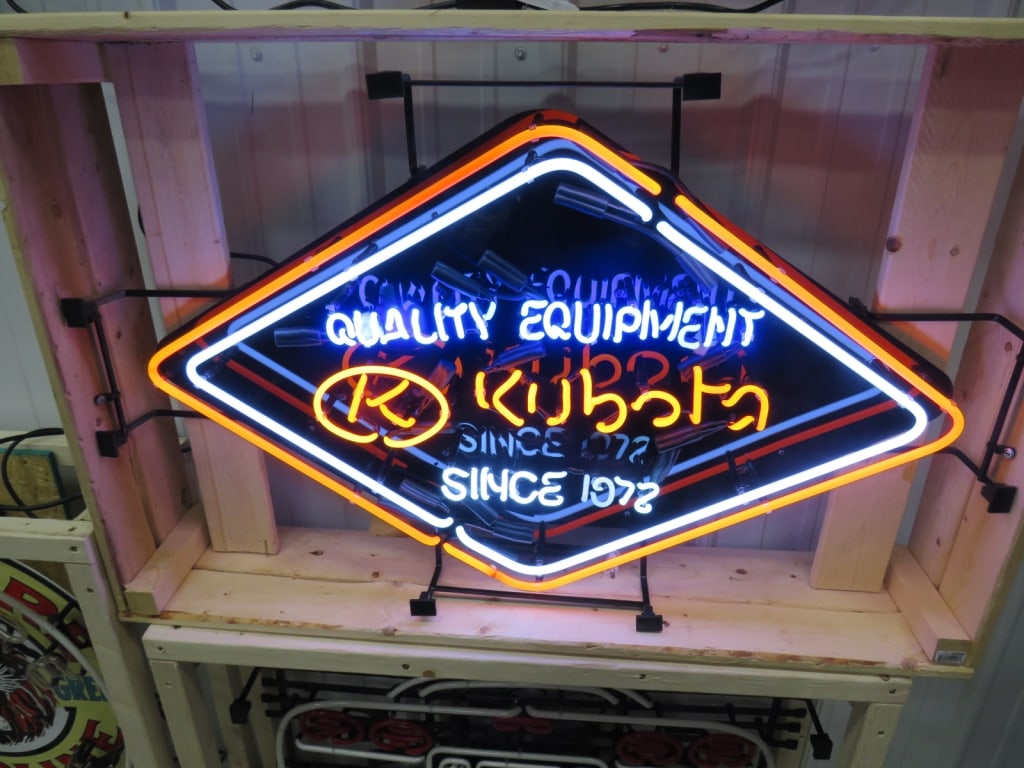 Neon Tri-color Kubota Windown Sign: 24 x 36
