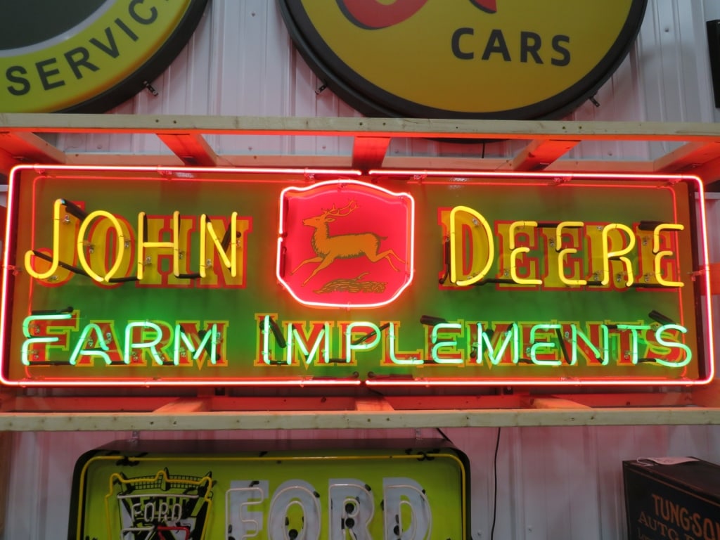 John Deere Canned Neon Tri-color Dealer Sign: 24 x 72 x 18