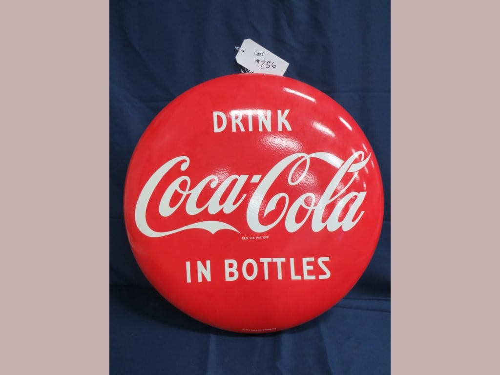 Metal Drink Coca-Cola Button Sign (1 of 5)