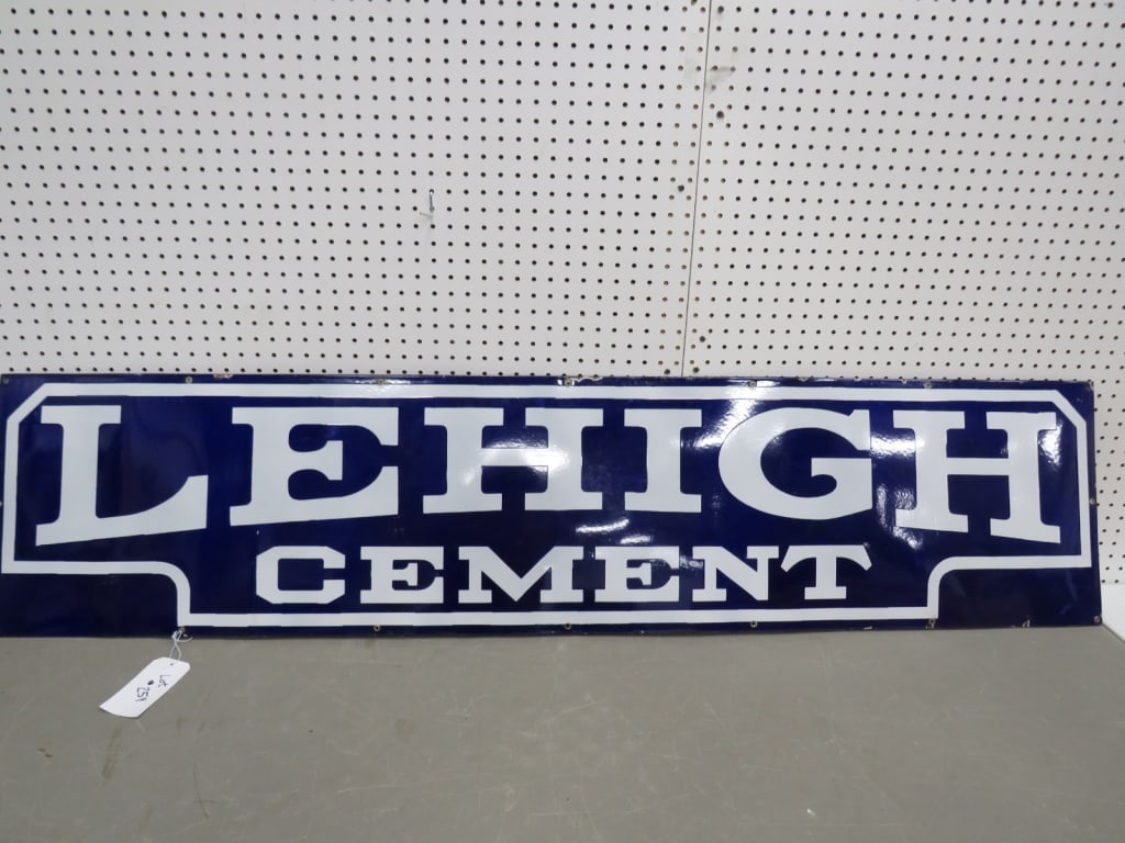 SS Porcelain Lehigh Cement Sign: Great condition/color 16 x 17