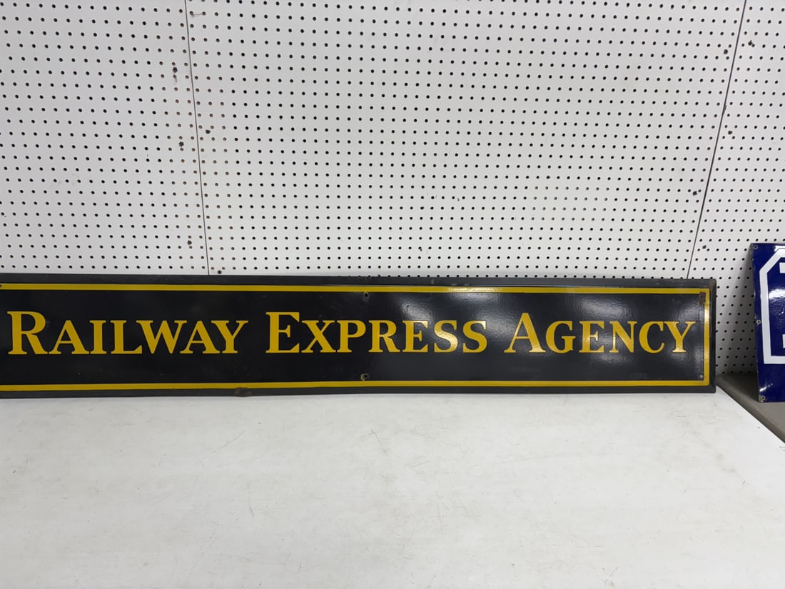 Porcelain Self-framed Railway Express Agency Sign (1 of 6)