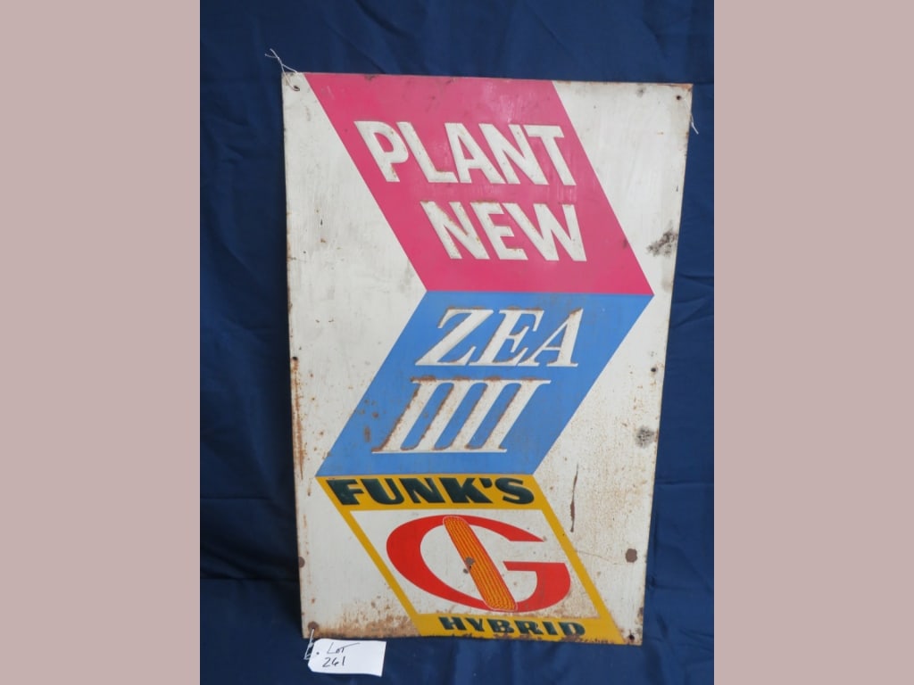 Funk's Hybrid Seed Sign: SS, metal 36 x 23