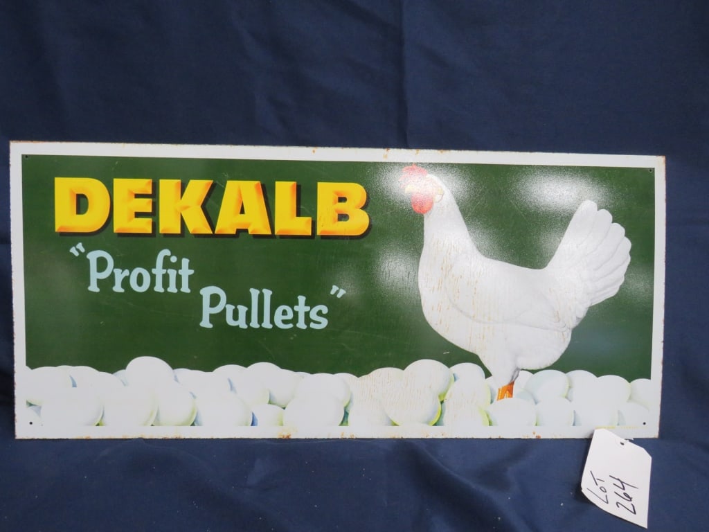 NOS Dekalb Seed Sign: Metal, Proft Pullets Patten Sign Co IL 12 x 28