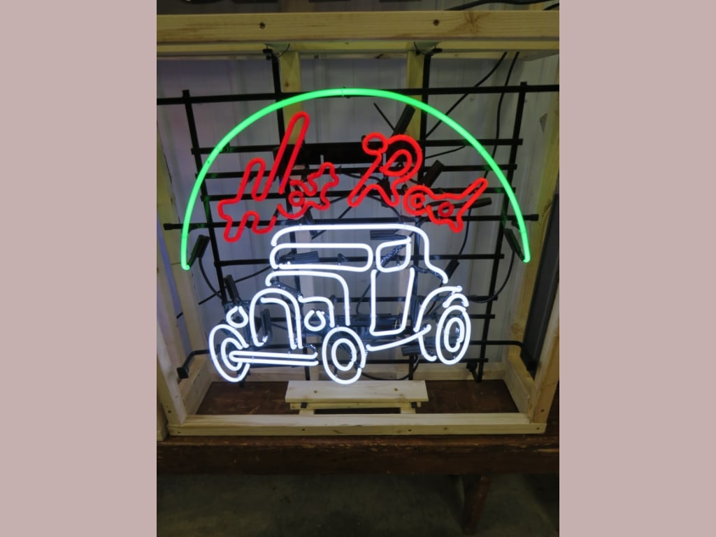 Neon Tri-color Hot RodWindow Sign: Contemporary 32 x 32