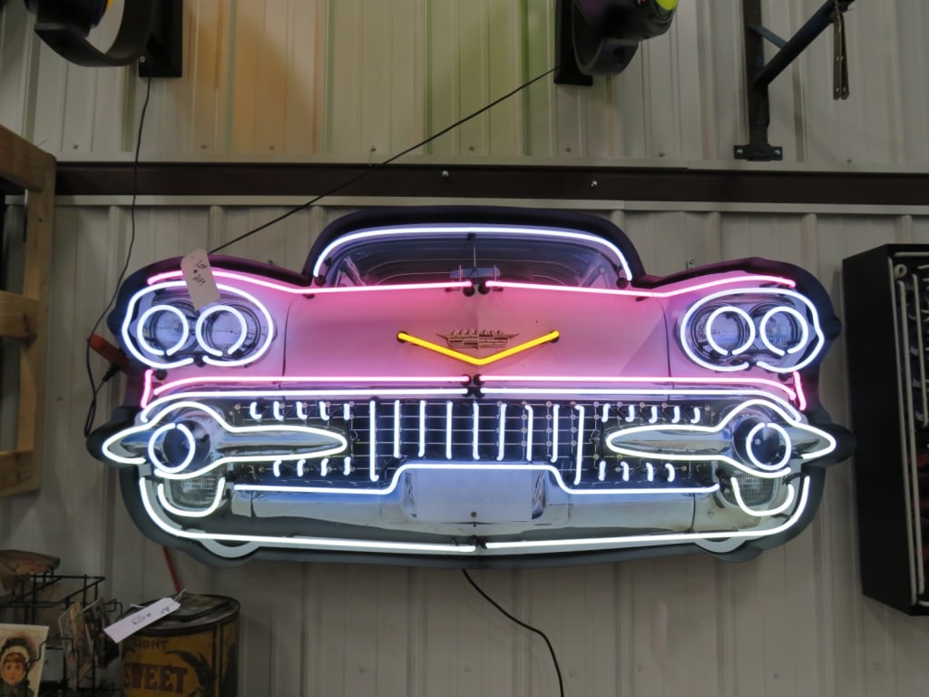 Four-color Canned Neon Cadillac Grill: 28 x 60