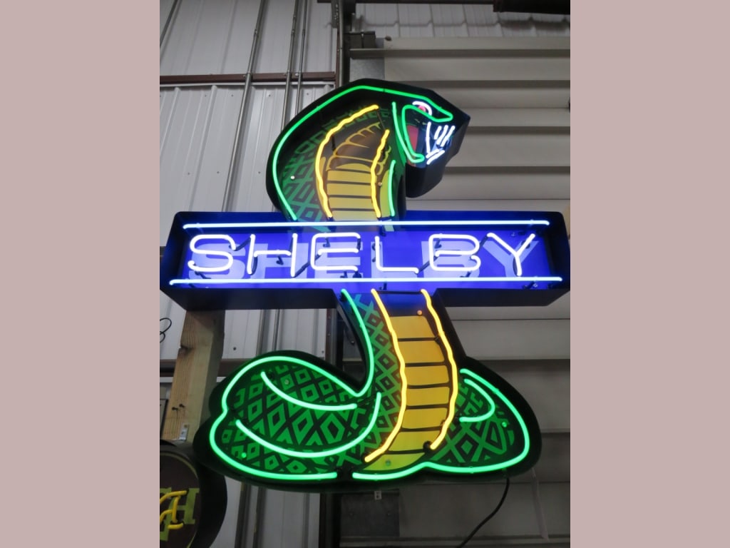Five-color Canned Neon Shelby Cobra Sign: 45 x 41 x 6