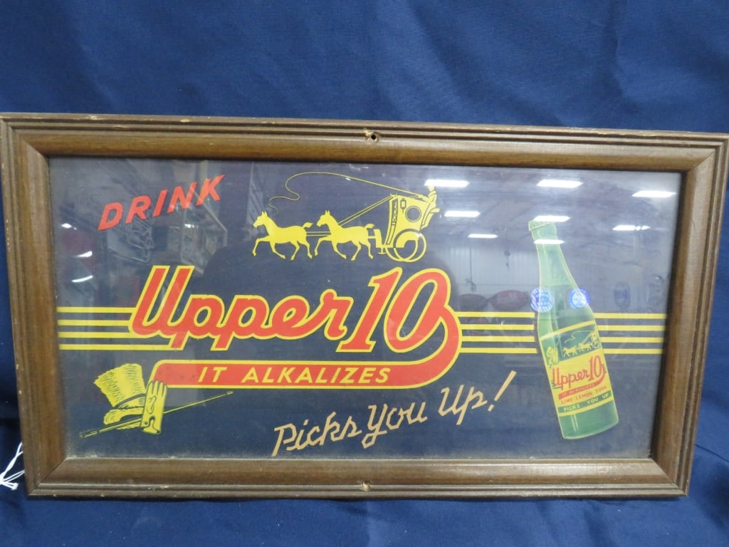 Upper Ten Soda Framed Cardbrd Sign: 11 x 20