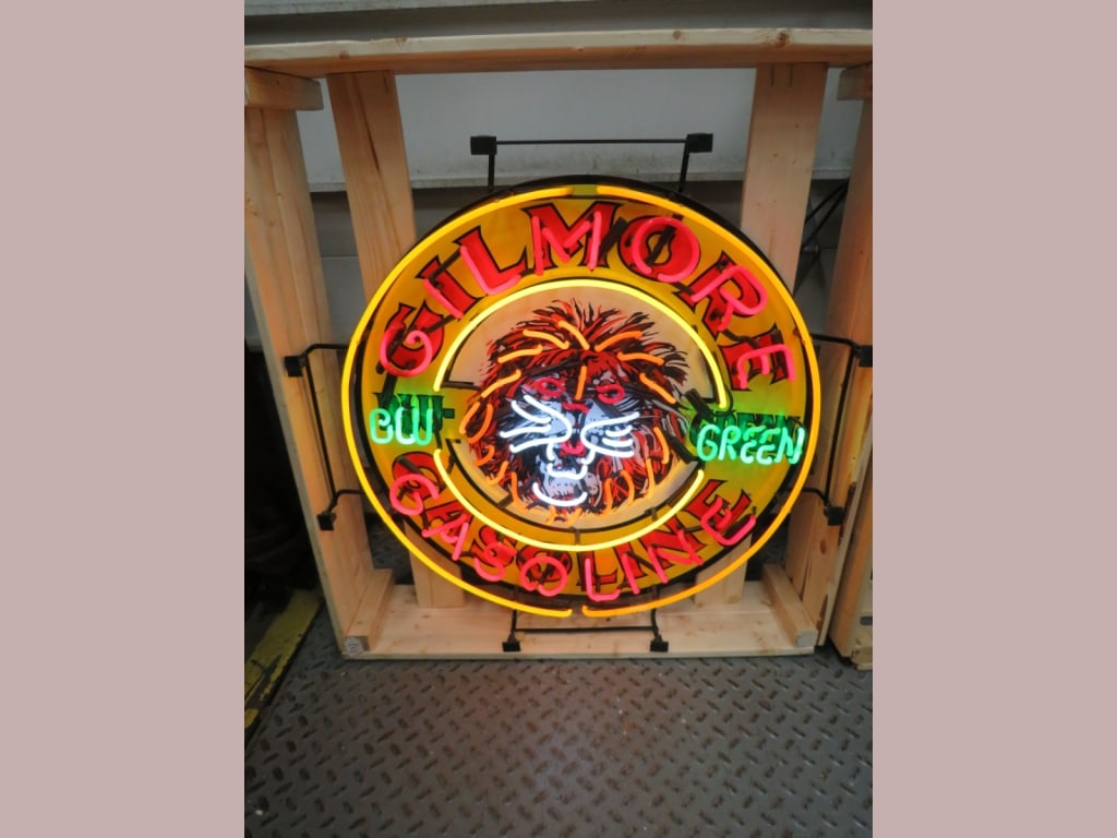 Five-color Neon Gilmore Gasoline Window Sign: 2 trasformers 28 dia