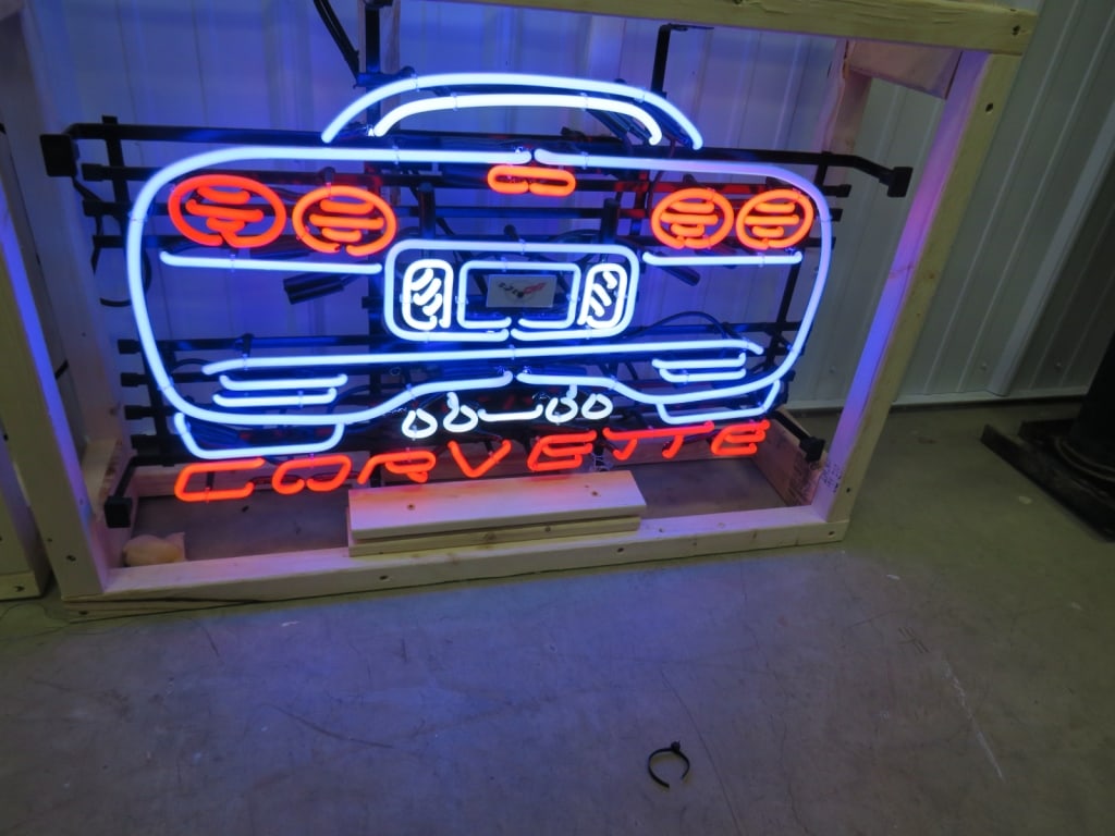 Tri-color Neon Corvette Window Sign: 2 Transformers 20 x 29