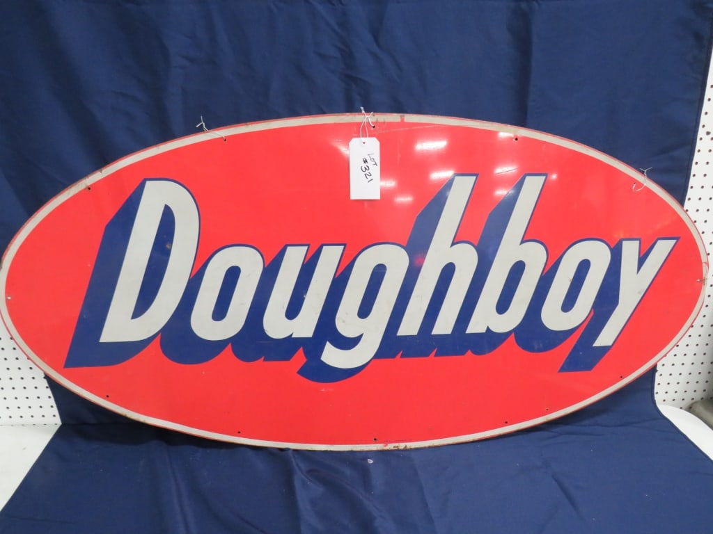 Doughboy Oval SS Feed Sign: A-M Co. Lynchburg, VA 1964 28 x 59