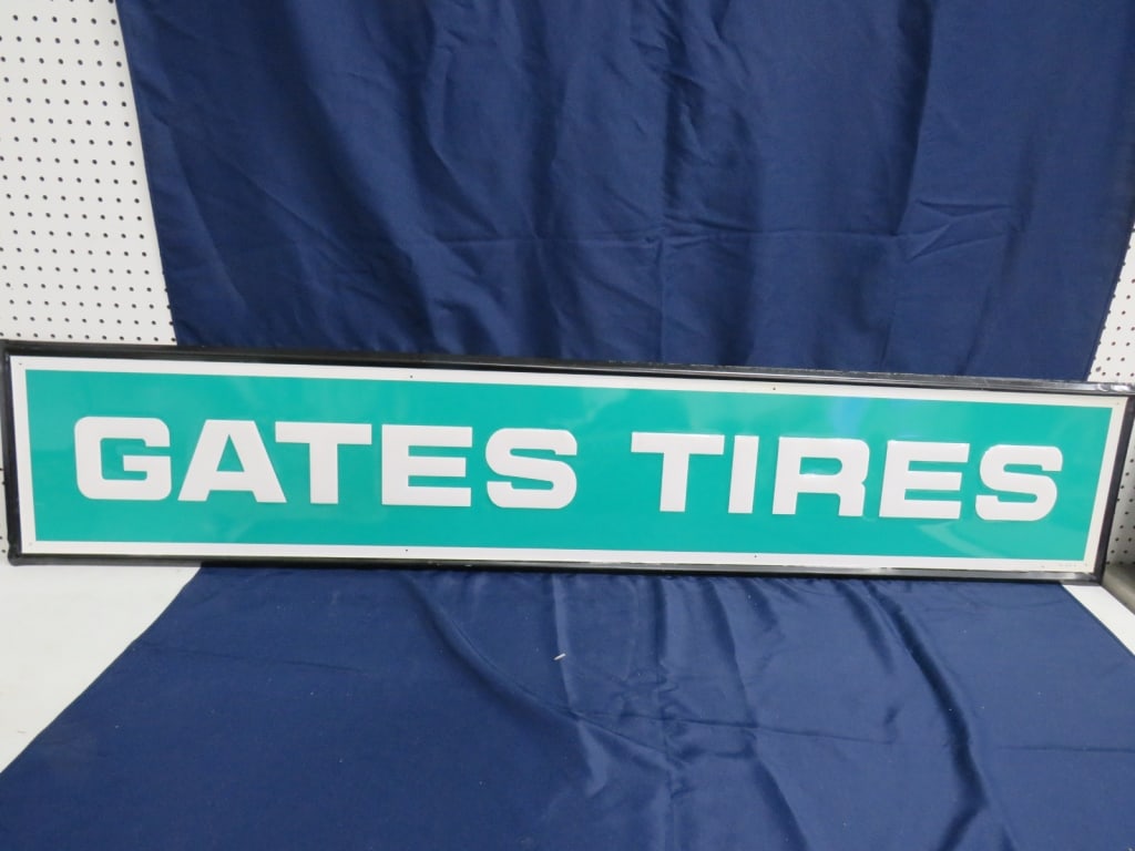 Horizontal Gate Tires Framed Sign: TA-302B NOS 14 x 70
