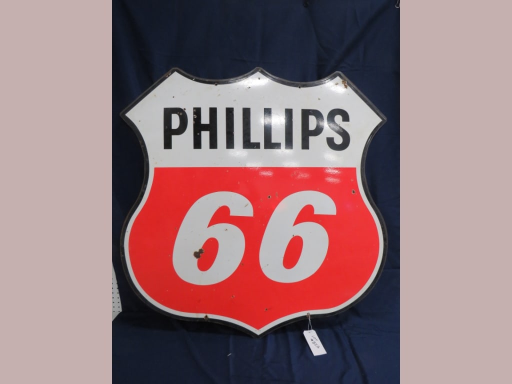 DS Porcelain Phillips 66 Gas Dealer Sign: normal age wear, 1960 47 x 47