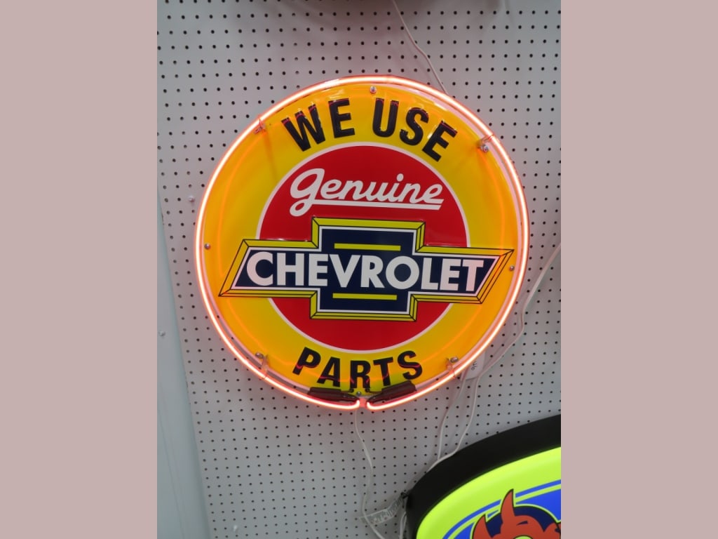Single-band "We Use Chevrolet Genuine Parts" Sign: A great addition to any collection!