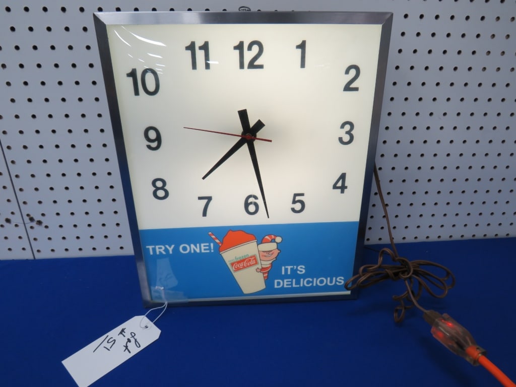 Try One Frozen Coca-Cola Advertising Clock: It's Delicious Swihart, IN 16h 13w