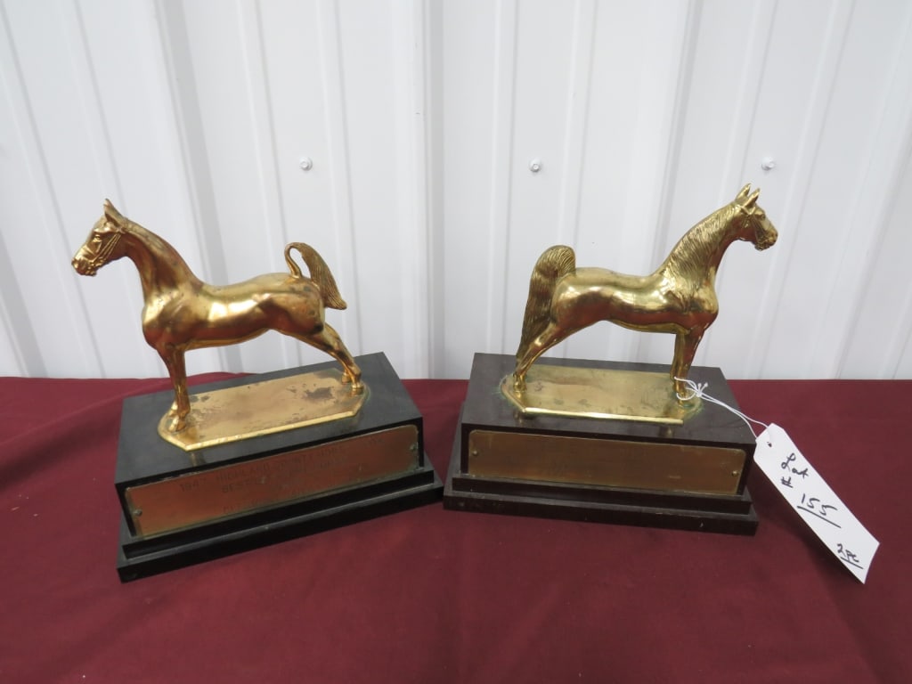Pair of Full-bodied Horse Trophies: Eshelman's 1946 Pick. Co. Fair/ 1947 Highland Co. Horse show 10h 10w 6d