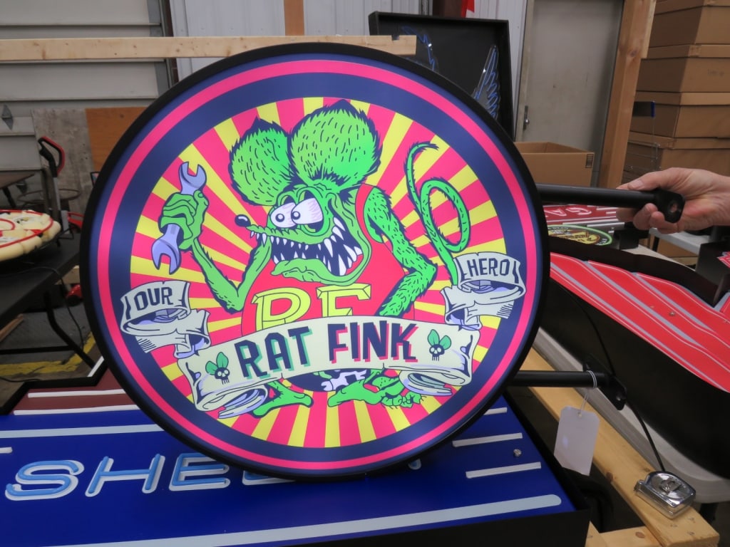 24 inch Wall mount Ratfink LED Sign: New Condition w/ Working Light