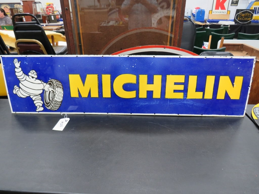Porcelain Michelin Tire Store Sign with Michelin M: 60x15