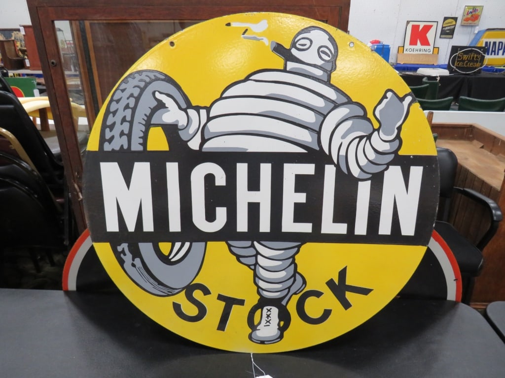 DS Porcelain Michelin Stock Sign with Michelin Man: 30dia