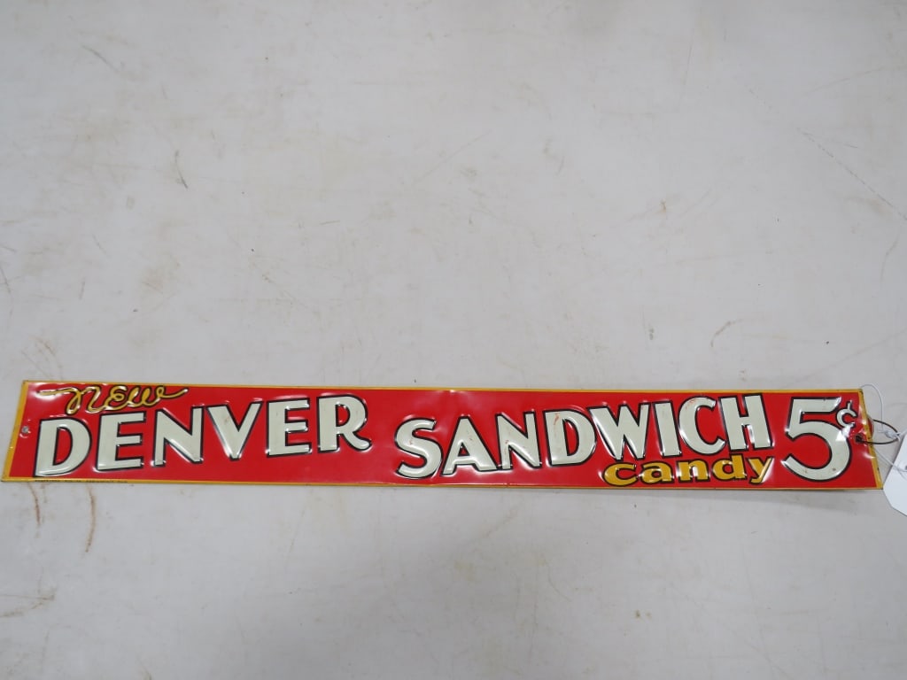 5 cent Denver Sandwich Candy Door Push: Roberts and Dualife Springfield, OH. 3x22