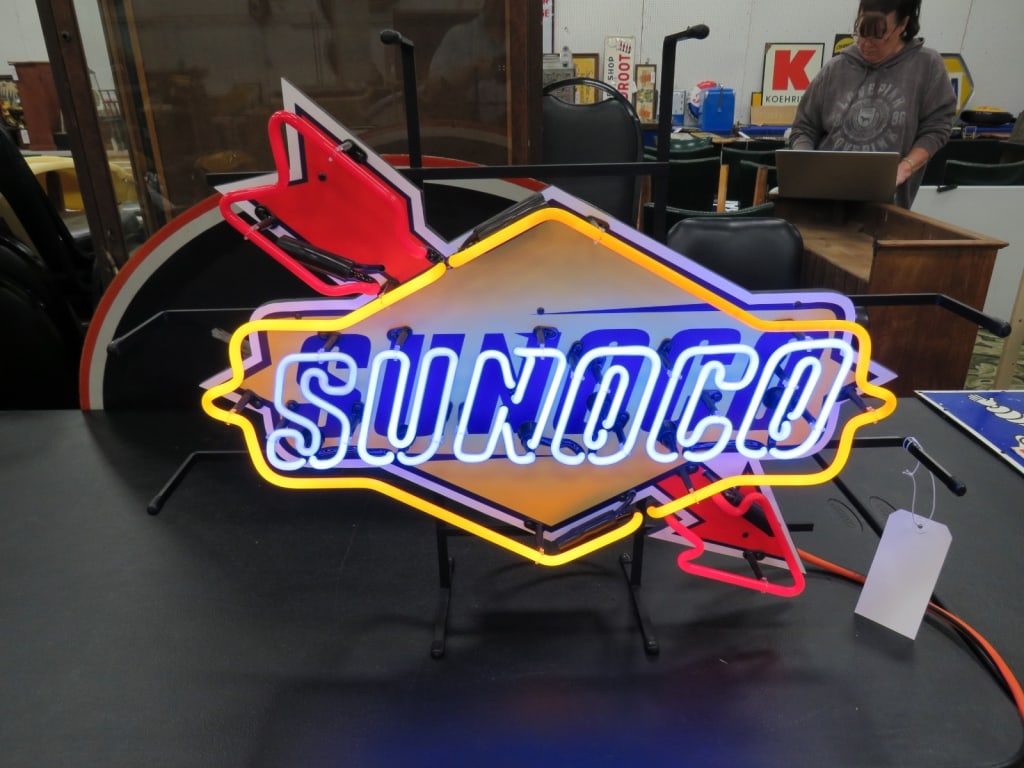 Tri-color Sunoco Window Sign: 22x29
