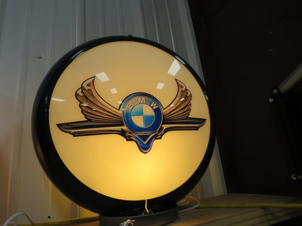 BMW Gas Pump Globe: 16 inch overall/Globe 15 inch