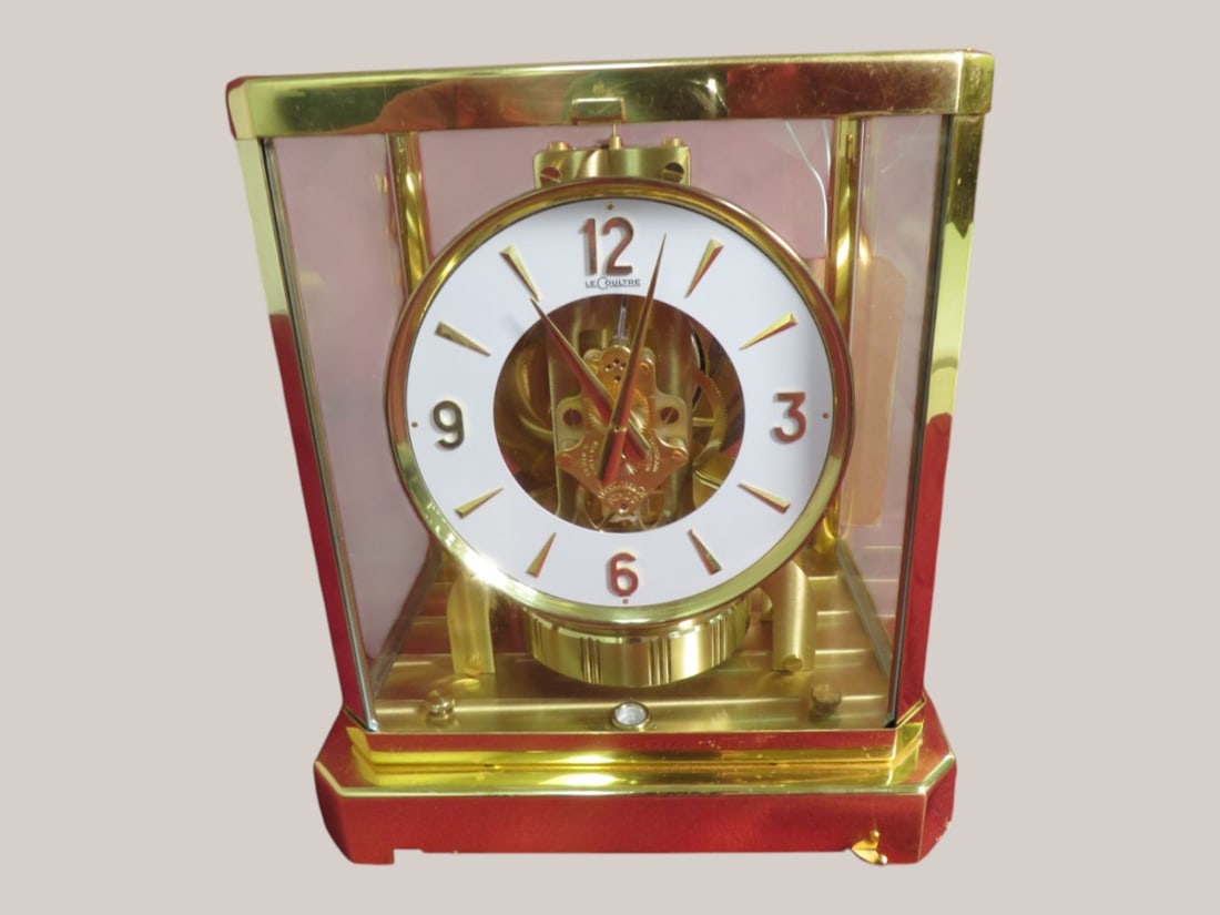 Jaeger-LeCoultre Atmos Mantle Clock: Gold Metal/Glass 9 x 8 x 6 "As Found" Condition