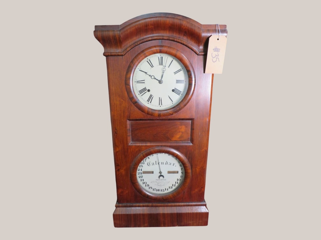Seth ThomasWalnut Calendar Weighted Shelf Clock: 33 x 17 x 5 "As found" condition