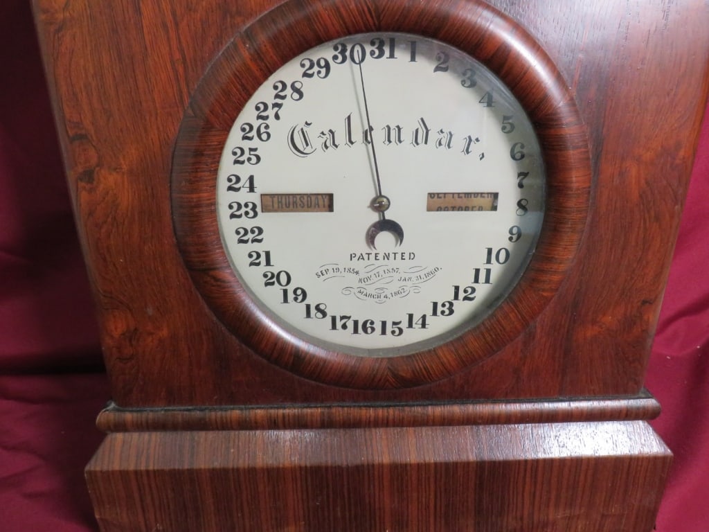 Seth ThomasWalnut Calendar Weighted Shelf Clock - 5