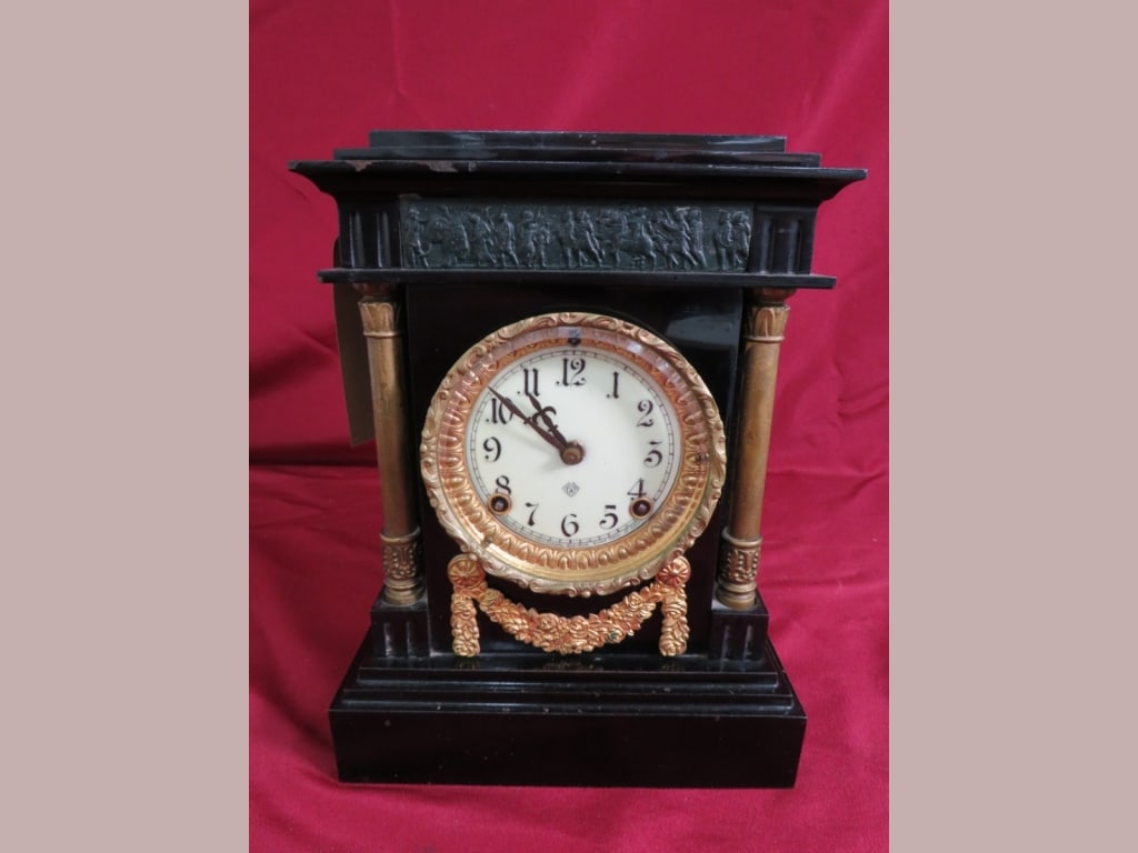 Faux Marble Ansonia Mantle Clock - 2