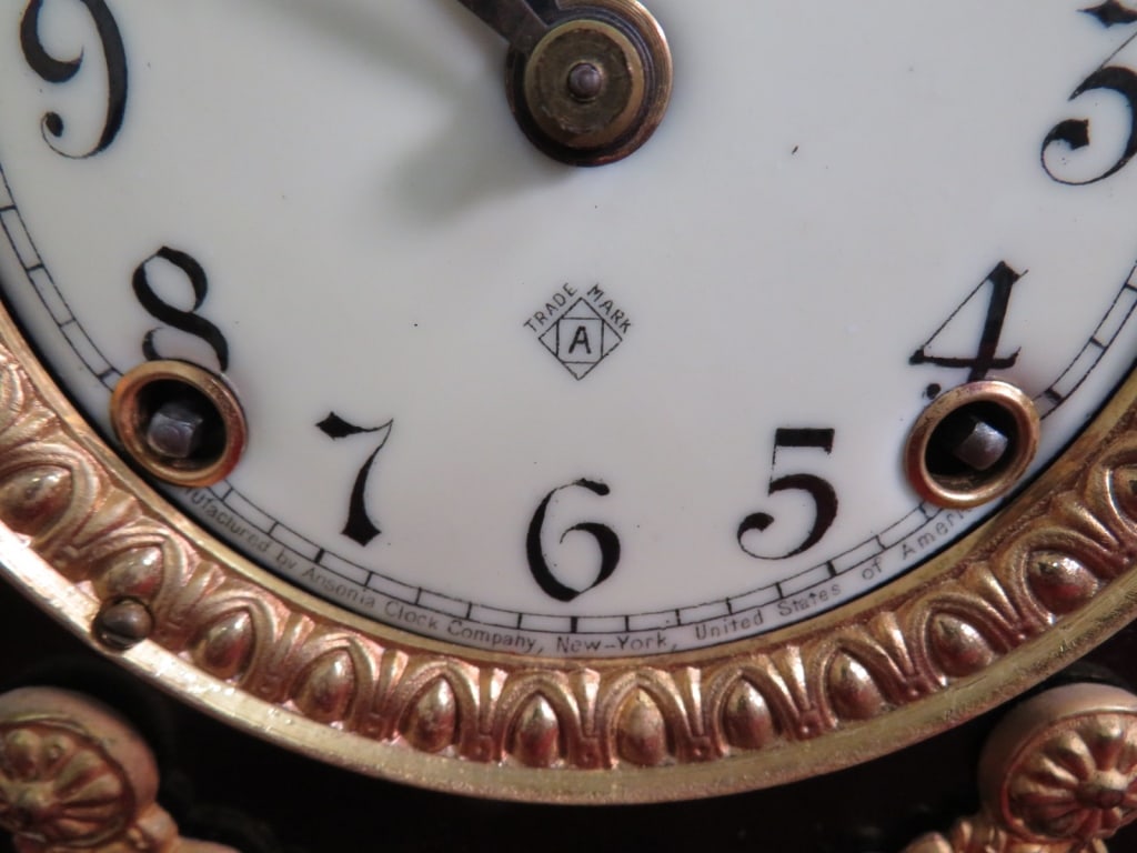 Faux Marble Ansonia Mantle Clock - 4