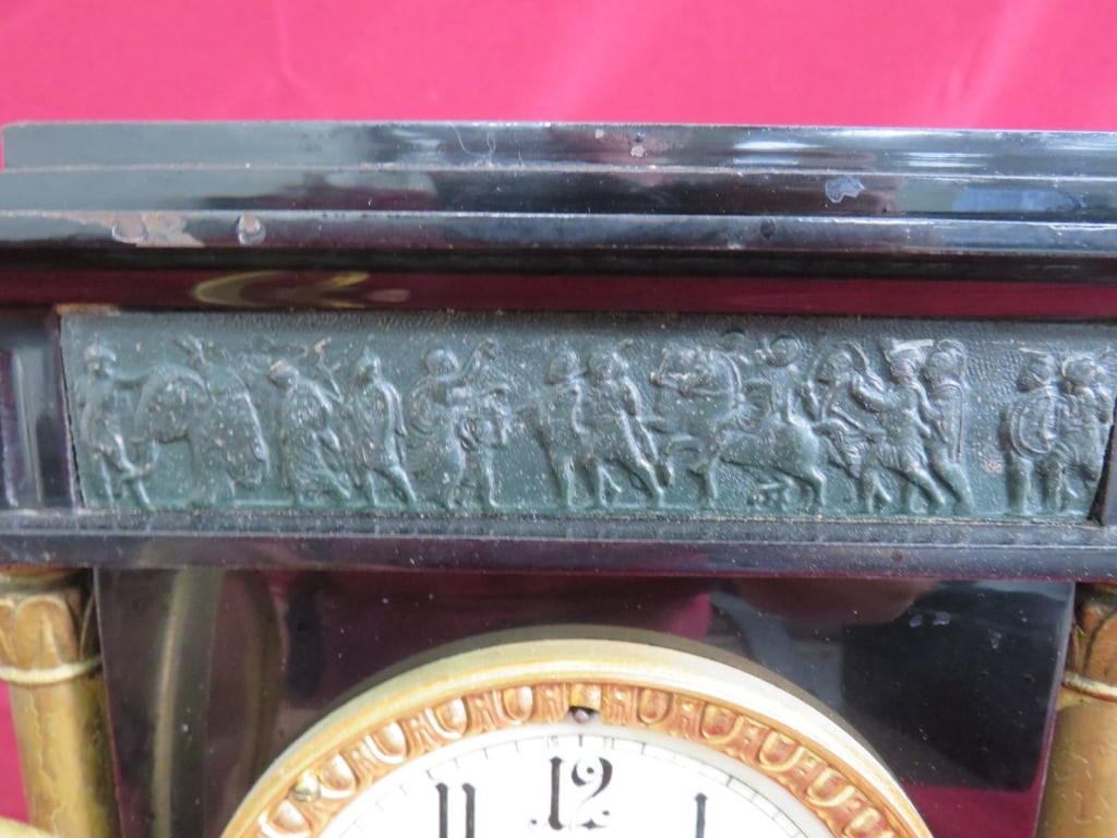 Faux Marble Ansonia Mantle Clock - 5