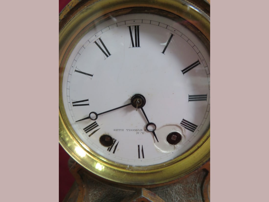 Seth Thomas Cast Metal Mantle Clock - 3