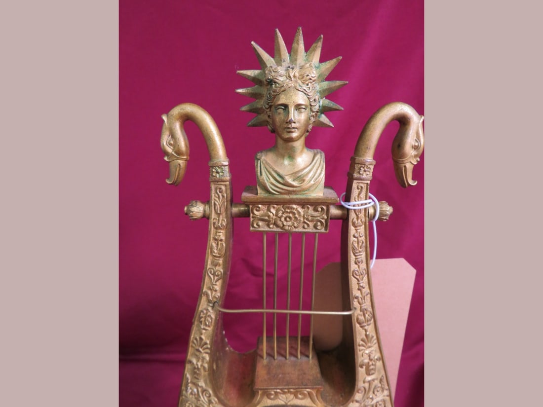 French style Guilded Harp Clock - 3