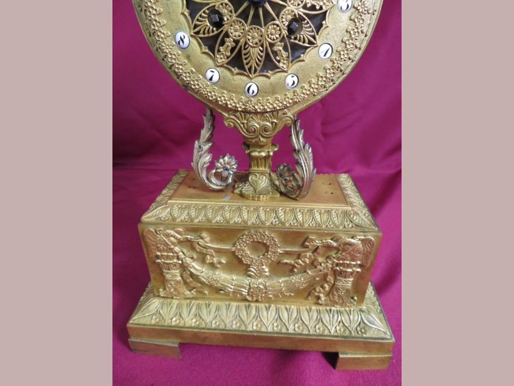 French style Guilded Harp Clock - 5